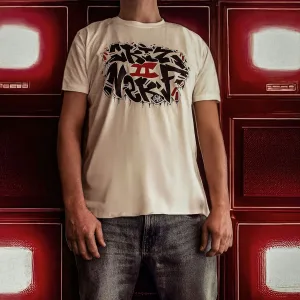 T-shirt blanc Criz2nerf « Abes » avec visuel graffiti de l'artiste ABES, porté de face