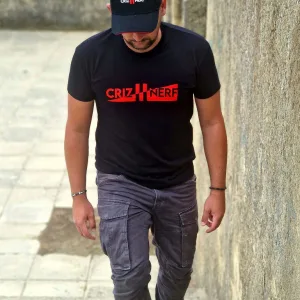 T-shirt noir Criz2nerf « Ascension » avec logo rouge sur la poitrine, porté de face