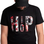 T-shirt noir Criz2nerf « HIP HOP » en lettres graffiti, collaboration Dumpstaz, porté de face