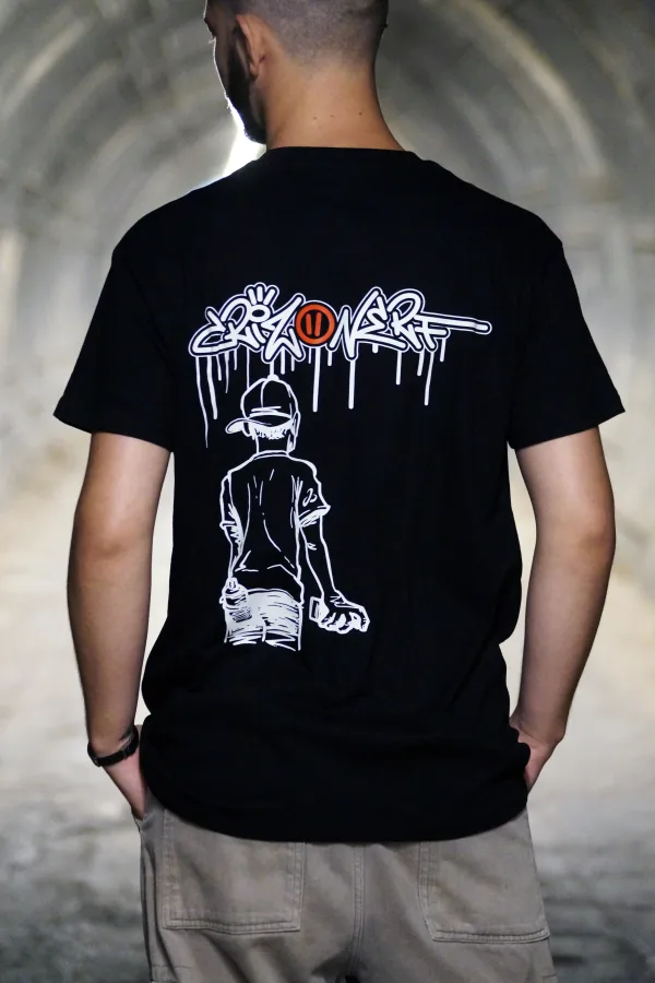 T-shirt "Graffiti" noir Criz2nerf – vue de face