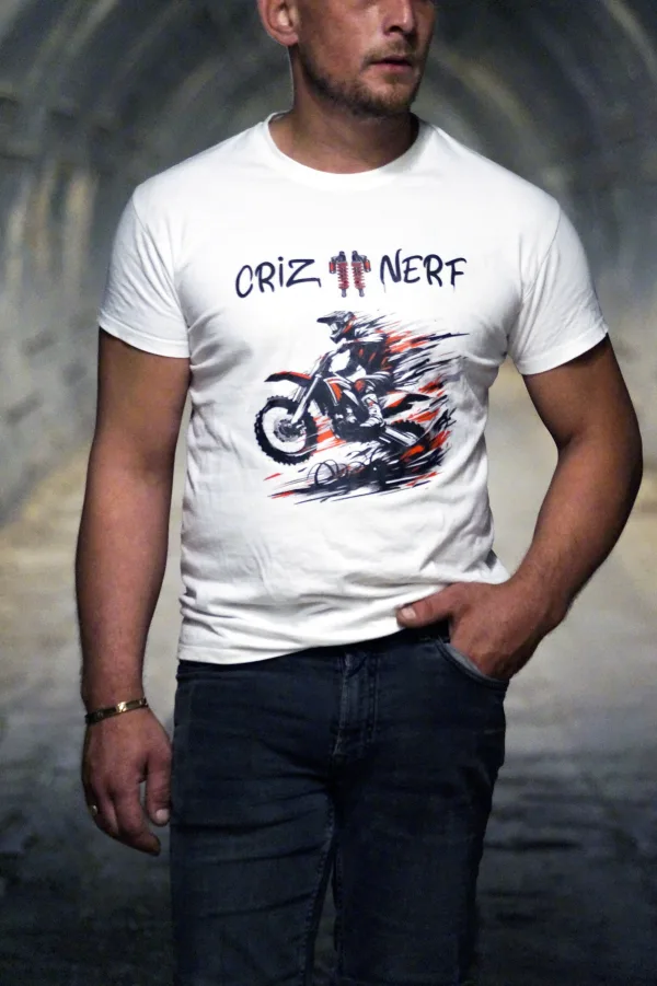 T-shirt "Ride" blanc Criz2nerf – vue de face