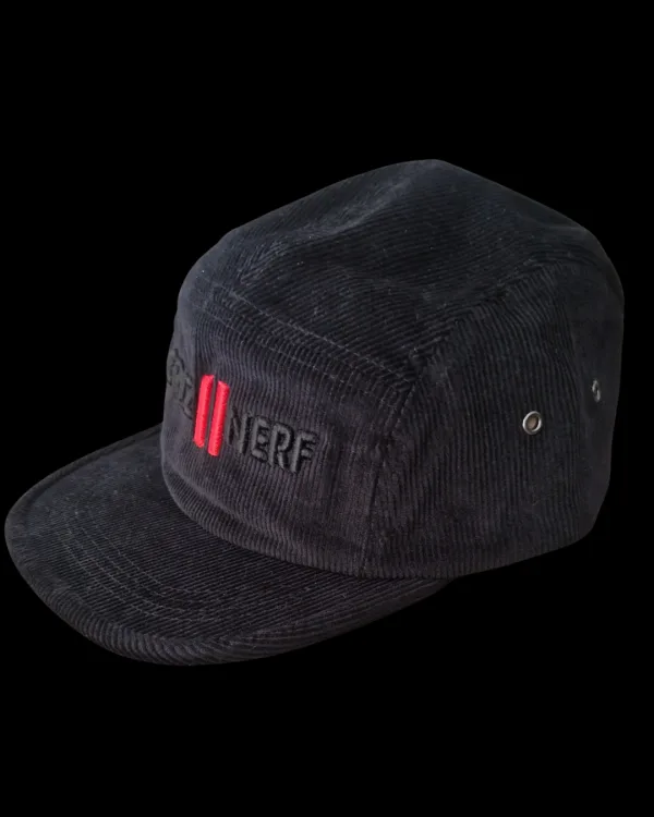 Casquette 5 pans en velours noir avec logo Criz2nerf brodé ton sur ton