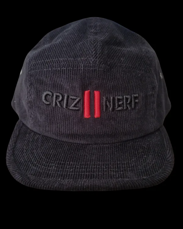 Casquette 5 pans en velours noir avec logo Criz2nerf brodé ton sur ton – autre vue
