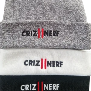 Bonnets à revers Criz2nerf gris, blanc et noir avec logo brodé