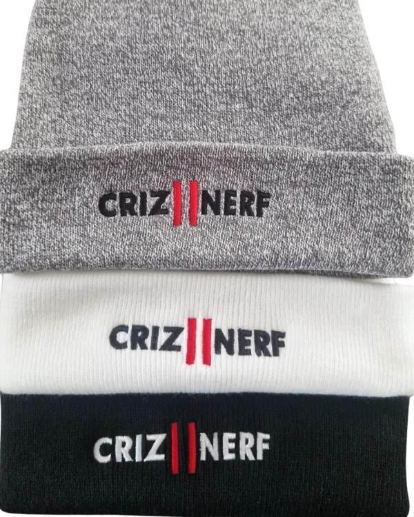 Bonnets à revers Criz2nerf gris, blanc et noir avec logo brodé