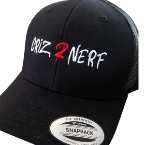 Casquette trucker noire avec logo Criz2nerf brodé blanc et 2 rouge – autre vue