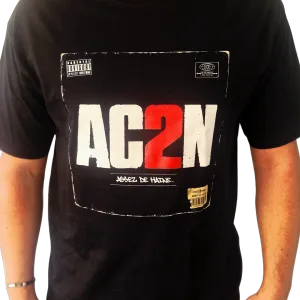 T-shirt "AC2N Vinyle" oversize noir Criz2nerf – vue de face