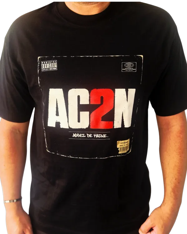 T-shirt "AC2N Vinyle" oversize noir Criz2nerf – vue de face