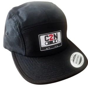 Casquette noire 5 pans Criz2nerf avec patch cassette C2N sur le devant